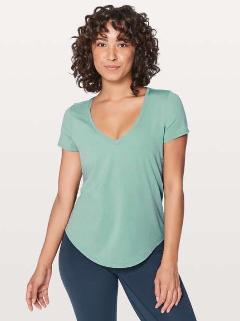 Lululemon - Love V Neck Tee Shirt - Rip Tide Green - Size 8 - EUC